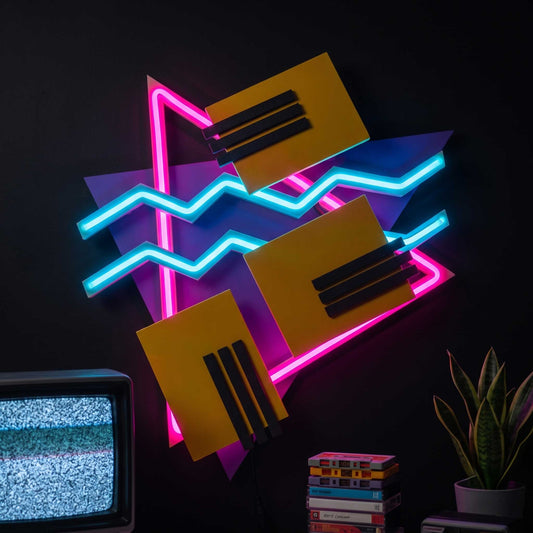 LED Neon Wall Art, The TripTik Neon Retro 80s 90s Vaporwave Sign, Memphis Geometric Light Up Decor, Handmade
