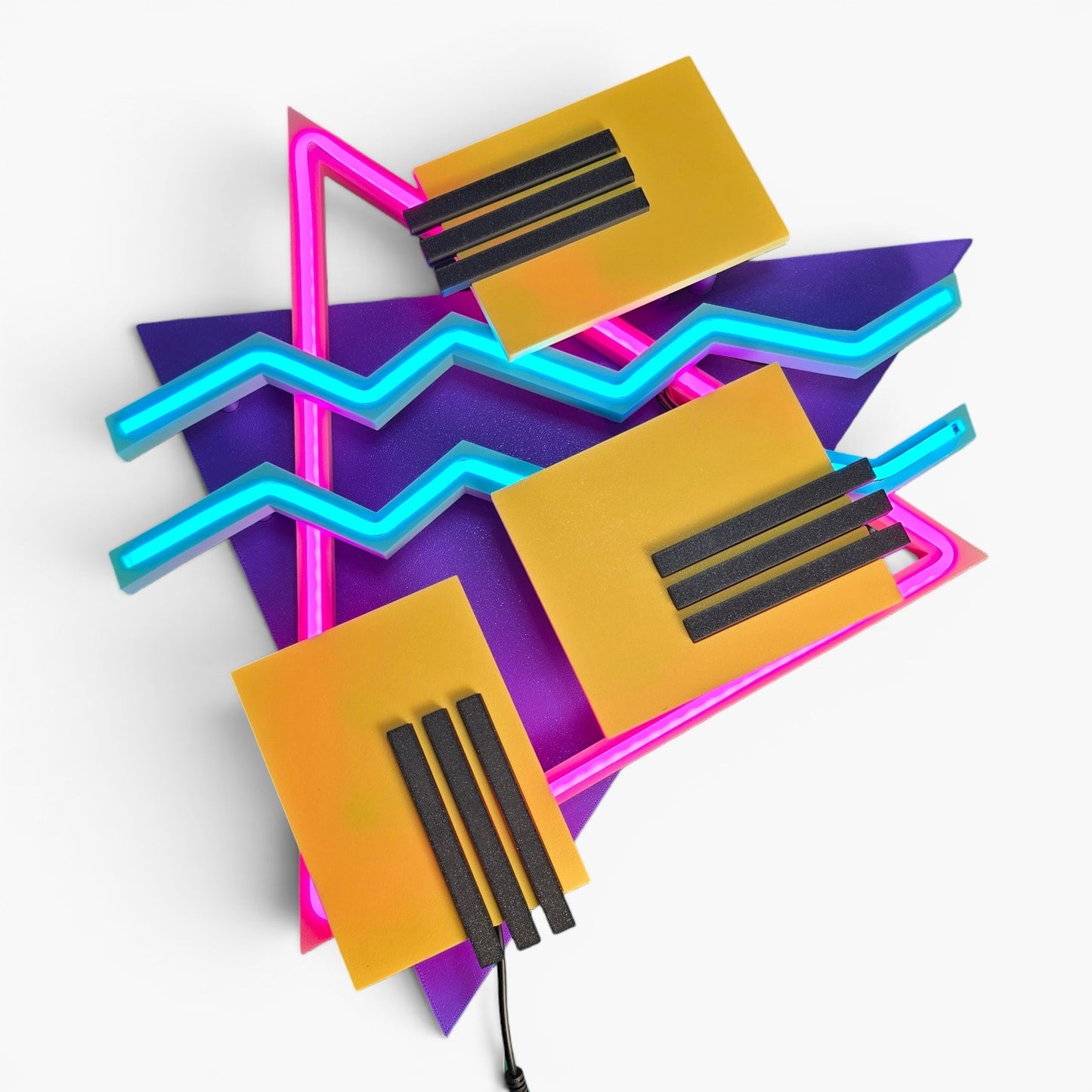 LED Neon Wall Art, The TripTik Neon Retro 80s 90s Vaporwave Sign, Memphis Geometric Light Up Decor, Handmade